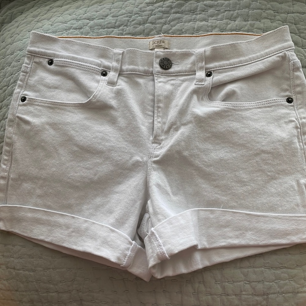 J. Crew white cuffed denim shorts